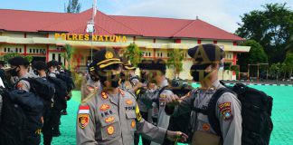 Pelepasan 30 Pasukan Terbaik BKO Polresta Barelang di Natuna Dipimpin Kapolres Natuna