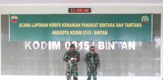 Acara Korp Raport Kenaikan Pangkat Bintara dan Tamtama Kodim 0315/Bintan Dipimpin Dandim 0315/Bintan