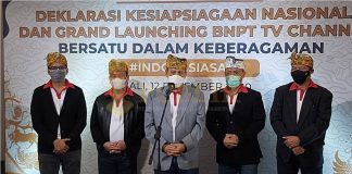 BNPT Deklarasikan Kesiapsiagaan Nasional dan Grand Launching BNPT TV Channel Kepala BNPT, Komjen Pol. Dr. Boy Rafli Amar, M.H., saat konferensi pers Deklarasi Kesiapsiagaan Nasional dan Grand Launching BNPT TV Channel, Sabtu 12 Desember 2020 di Badung, Bali. (Dok. Istimewa)