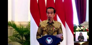 Puncak Hari Pers Nasional 2021 Presiden Joko Widodo saat acara puncak peringatan Hari Pers Nasional (HPN) 2021 yang disiarkan secara virtual dari Istana Negara, Jakarta, Selasa (9/2/2021).