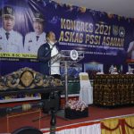 Wabup Taufik Buka Kongres Askab PSSI Asahan Wakil Bupati Asahan Taufik Zainal Abidin saat memberikan sambutan di Kongres Askab PSSI Asahan
