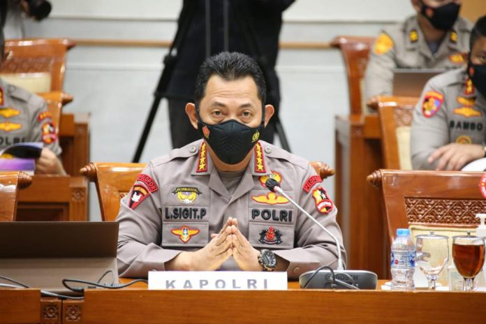 Kapolri Listyo Sigit saat Rapat Kerja (Raker) Komisi III DPR RI di Kompleks Parlemen, Jakarta, Rabu, 16 Juni 2021.