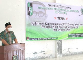 Wali Kota Metro Hadiri Konferensi Cabang HMI ke-41 Wali Kota Wahdi Hadiri Konferensi HMI ke-41 di Gedung KNPI Kota Metro