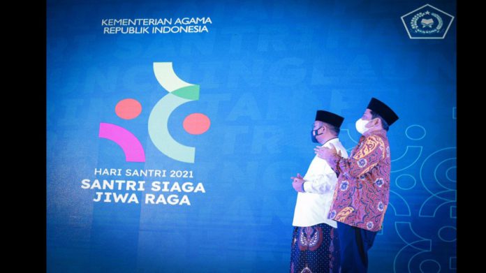 Menteri Agama Yaqut Cholil Qoumas telah merilis tema dan logo Hari Santri 2021, pada Selasa, 21 September 2021, di Auditorium HM Rasjidi, Kantor Kementerian Agama Jakarta Menteri Agama Yaqut Cholil Qoumas telah merilis tema dan logo Hari Santri 2021, pada Selasa, 21 September 2021, di Auditorium HM Rasjidi, Kantor Kementerian Agama Jakarta