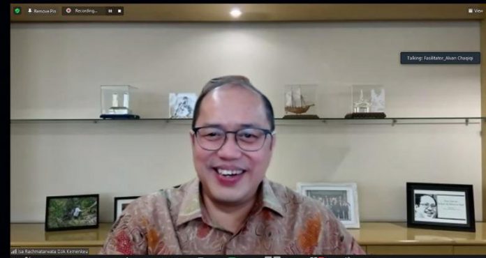 Direktur Jenderal Anggaran, Isa Rachmatarwata saat melakukan zoom bersama MAN IC Batam, Selasa (9/11/21). Foto: Non/Mimbarpublik.com