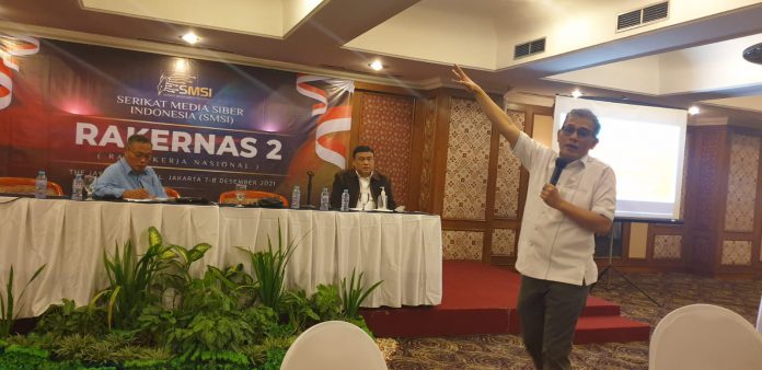 Budiman Sudjatmiko bicara soal revolusi teknologi di depan pimpinan perusahaan pers se-Indonesia, Rabu (8/12/21). Foto: Dok Media Sejahterah Group
