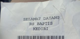 RS. Babtis Kota Kediri Indikasi Manfaatkan Lahan Parkir untuk Mengeruk Keuntungan Slip parkir saat keluar Rumah Sakit Babtis pada Kamis (6/01/2022) Foto: Kabiro kediri