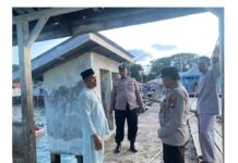 Respon Cepat IPTU Supriono Datangi Robohnya Pelantar Pelabuhan Tajur Di Dusun Resun, Kecamatan Senayang